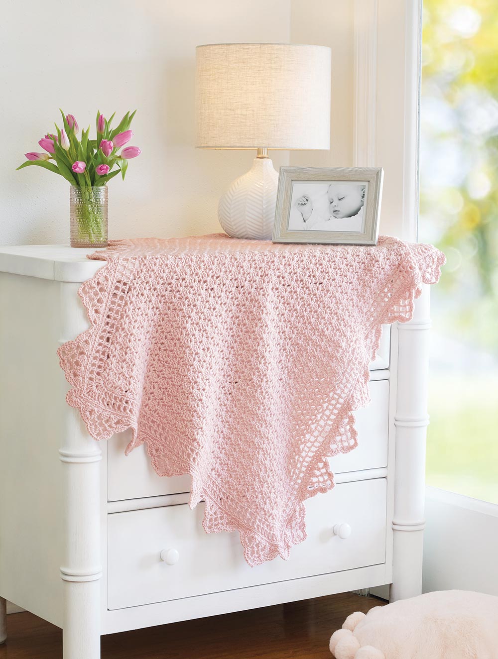 Crocheted Lacy Bordered Baby Blanket Pattern