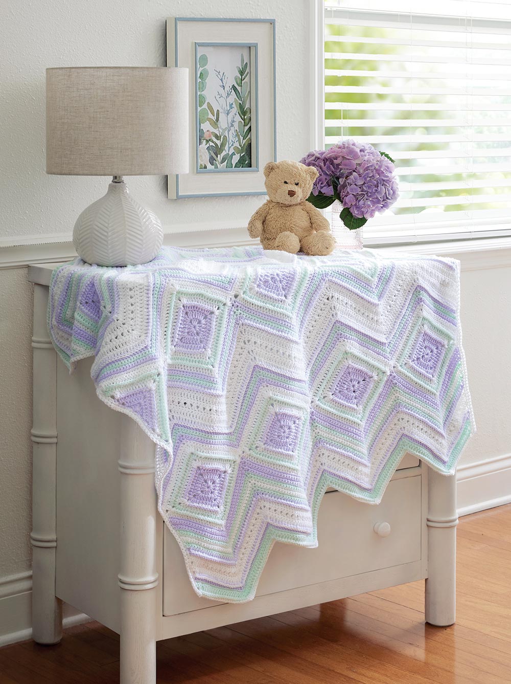 Patrón de manta de bebé de jardín de lavanda
