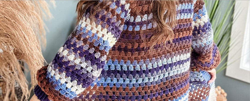 Handmade Crochet Rainbow Shopping Bag, Corn Flower Pattern,Medium
