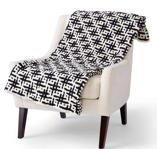 Mosaic Grid Knit Blanket