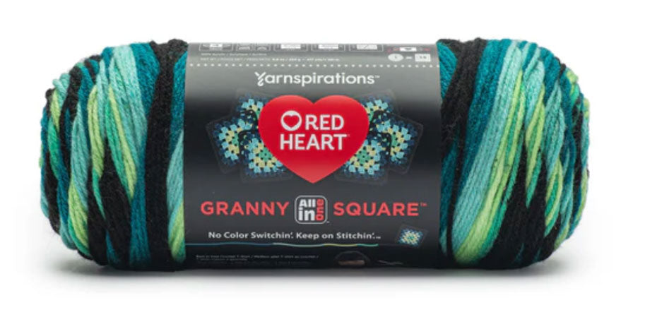 Hilo Granny Square todo en uno de corazón rojo