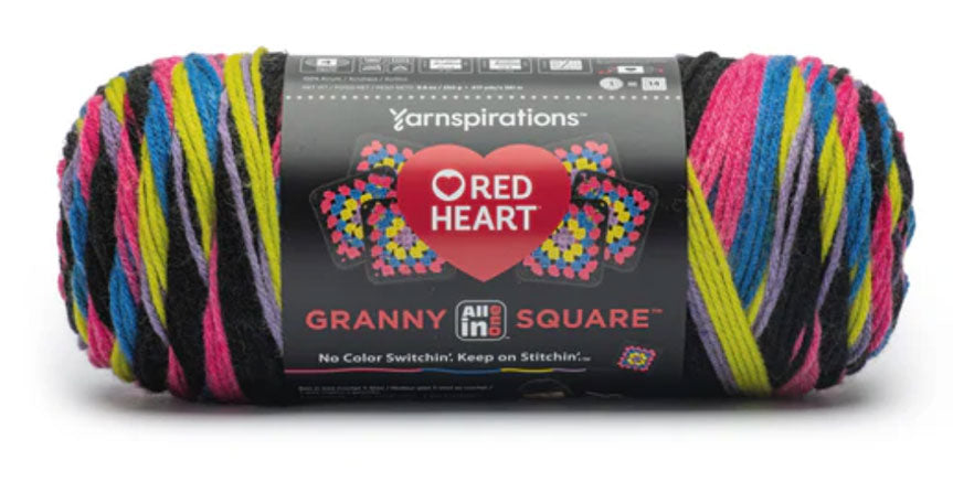 Hilo Granny Square todo en uno de corazón rojo