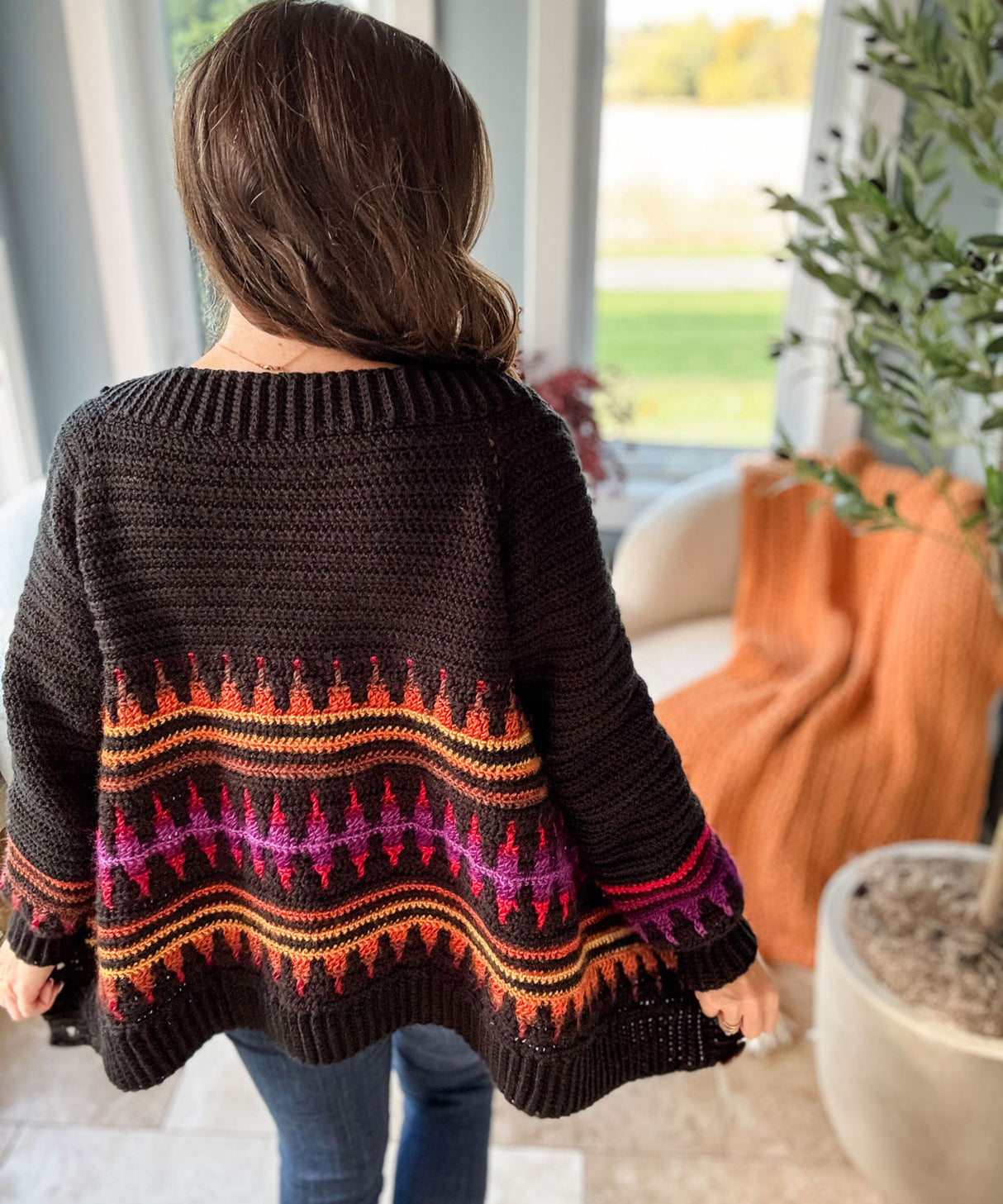 Autumn's Charm Mosaic Hip Length Cardigan