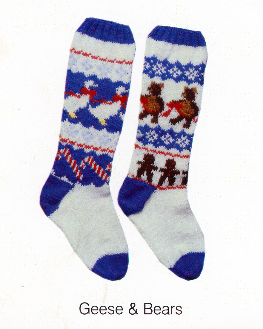 Knitted Christmas Stocking Pattern - Bears & Geese