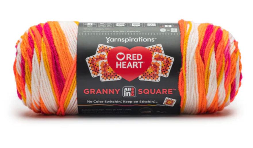 Fil Granny Square tout-en-un cœur rouge