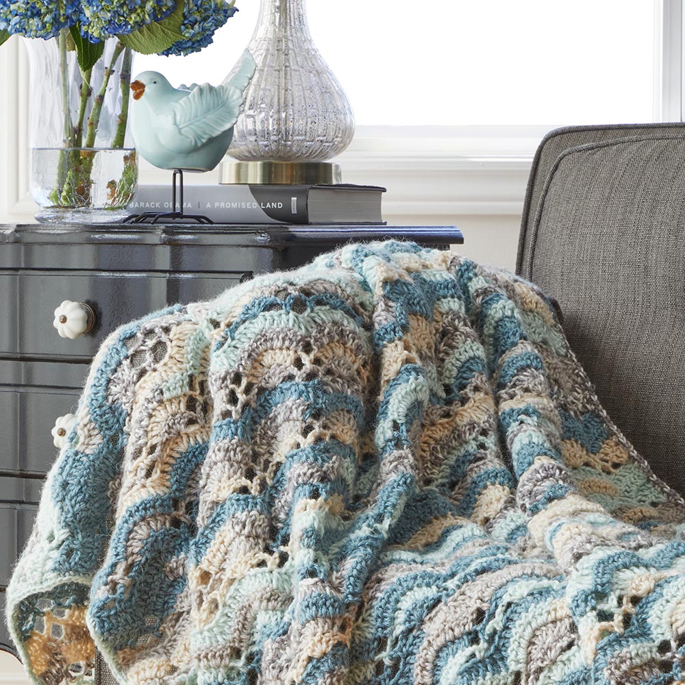 Gold and deals Aqua Ripple Afghan