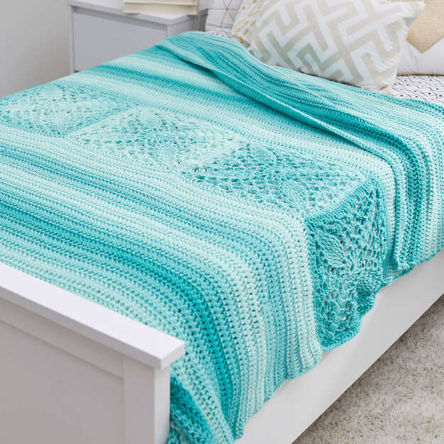 Free Crochet Pretty Squares in a Row Bed Throw Pattern Mary Maxim