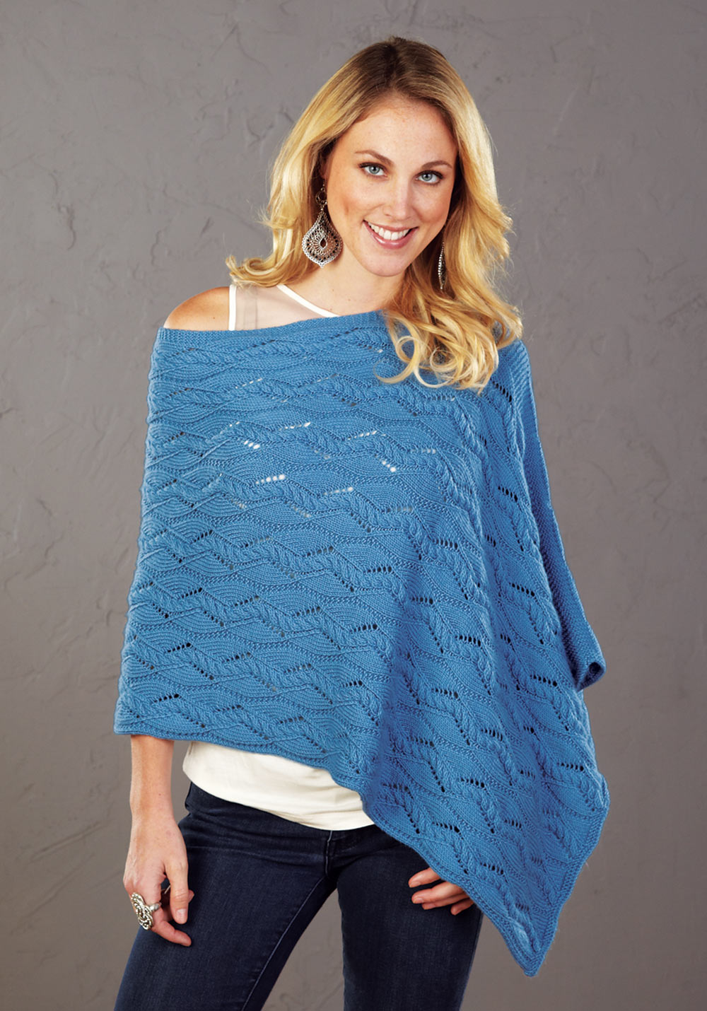 Sloping Cables Poncho Pattern