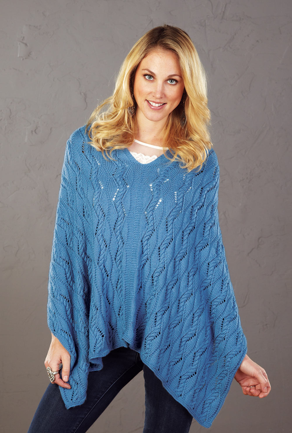 Sloping Cables Poncho Pattern