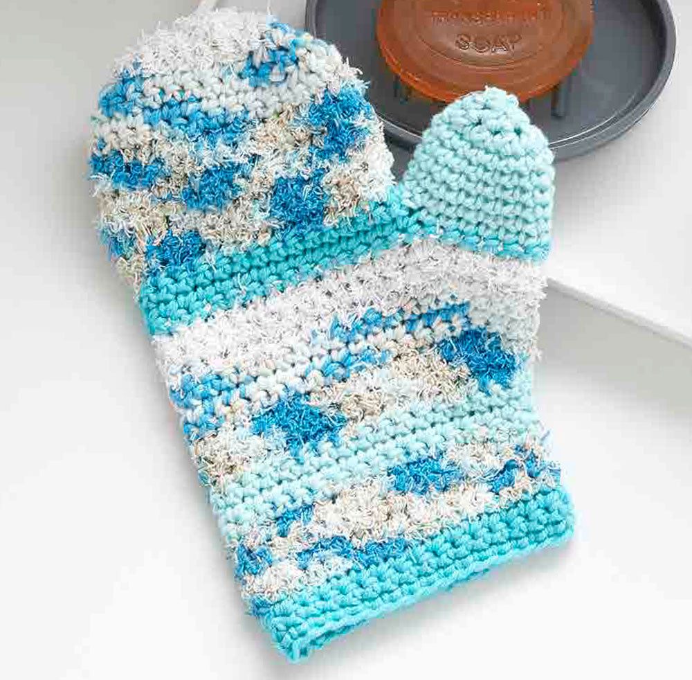 Modèle gratuit de gants de bain au crochet Scrub Clean