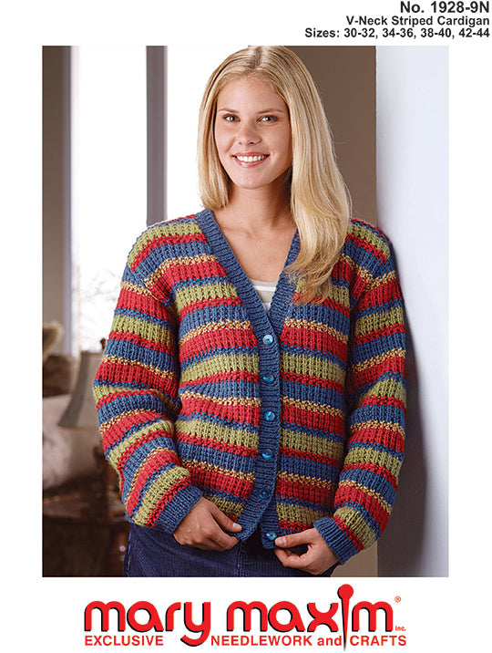 V-Neck Striped Cardigan Pattern