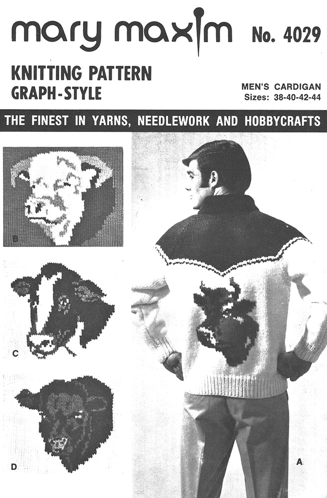 Men's Cow Cardigan Pattern