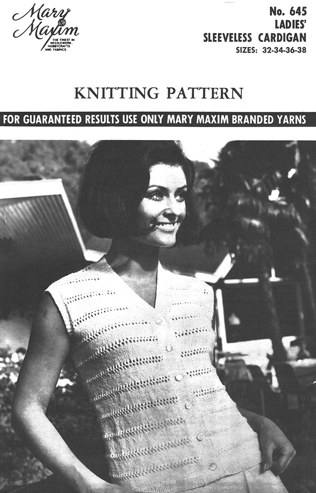 Ladies' Sleeveless Cardigan Pattern