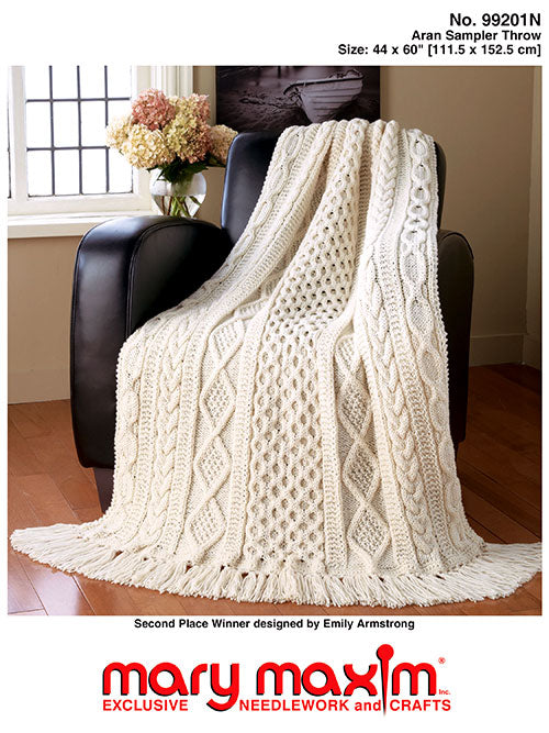 Aran Sampler Throw Pattern Only Mary Maxim